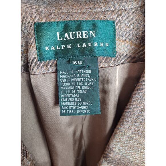 Lauren Ralph Lauren Women's Wool Plaid Lined Single Button Blazer Size 16 - Picture 6 of 11